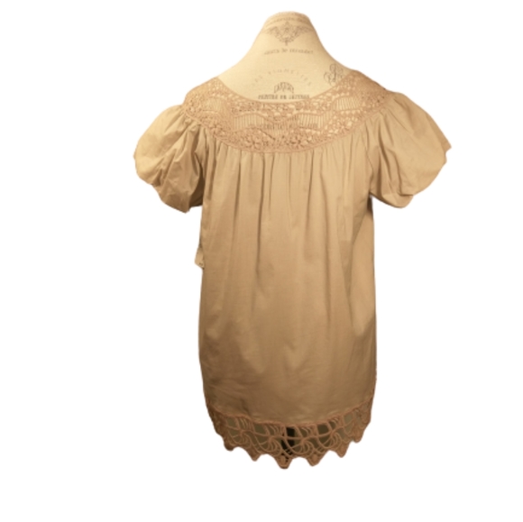 Apostrophe Puff Sleeve Top Taupe Blouse - Picture 2 of 7